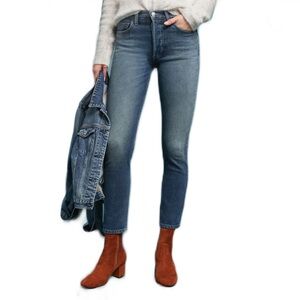 BOYISH Blake Mid Rise Skinny Crop Denim Jeans in Philadelphia Story Blue